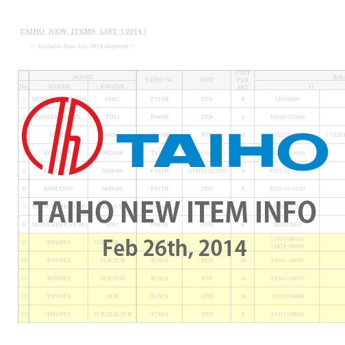 TAIHO NEW ITEM INFO